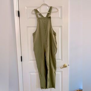 Sage green lightweight overalls with pockets